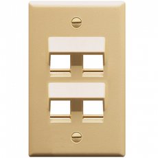 ICC, Face Plate, Angled, 1-Gang, 4-Port, Ivory, Part# IC107DA4-IV