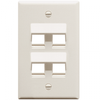 ICC FACEPLATE, ANGLED, 1-GANG, 4-PORT, WHITE, Part# IC107DA4-WH