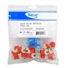 ICC MODULE, CAT 5E, HD, 25 PK, ORANGE, Part# IC107F5COR NEW