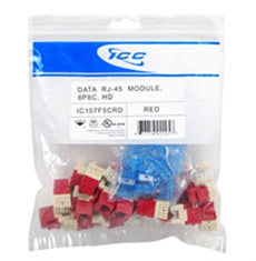 ICC MODULE, CAT 5E, HD, 25 PK, RED, Part# IC107F5CRD NEW