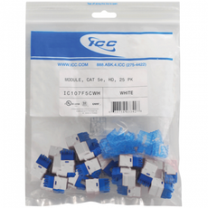 ICC MODULE, CAT 5E, HD, 25 PK, WHITE, Part# IC107F5CWH NEW