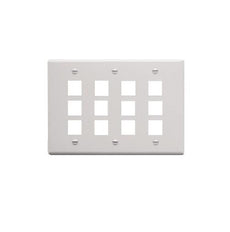 ICC FACEPLATE, FLAT, 3-GANG, 12-PORT, WHITE, Part# IC107FT0WH