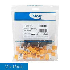 ICC Module, CAT6A, HD, 25PK, Black, Valuepack, 22~24 AWG, 568A/B Wiring, Part# IC107GACYL