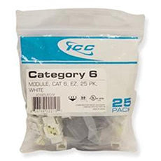 ICC MODULE, CAT 6, EZ, 25 PK, WHITE, Part# IC107L6CWH NEW