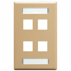 ICC Face Plate, ID, 1-Gang, 4-Port, Ivory, Part# IC107S04IV