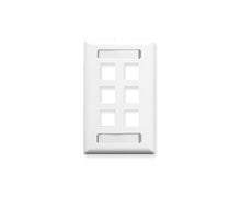 ICC FACEPLATE, ID, 1-GANG, 6-PORT, WHITE, Part# IC107S06WH