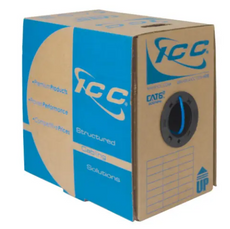 ICC Cat 6E, 600 UTP, Solid Cable, 23G, 4P, CMP, 1,000 FT, Blue, Part# ICCABP6EBL