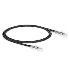 ICC Patch Cord, CAT5e, Clear Boot, 5' Black, Low Profile, Assembled Snag-Free Strain Relief, Part# ICPCSP05BK