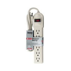 Uninex PS09S Power Strip w/ Surge Protection - 3 Ft. Cable, Plugs Vertically (Top-to-Bottom) > White, Part# PS09S