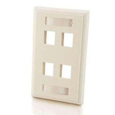 03413 - C2g Four Port Keystone Single Gang Wall Plate - White - C2g