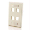 03413 - C2g Four Port Keystone Single Gang Wall Plate - White - C2g