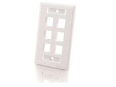 03414 - C2g 6-port Single Gang Multimedia Keystone Wall Plate - White - C2g