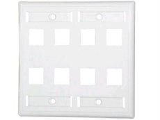 03415 - C2g 8-port Double Gang Multimedia Keystone Wall Plate - White - C2g