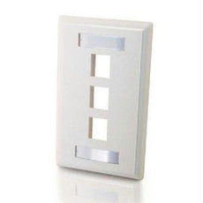 03412 - C2g Three Port Keystone Single Gang Wall Plate - White - C2g