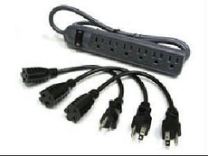 39995 - C2g 6-outlet Power Strip With Surge Suppressor (3) 1ft Outlet Saver Power Extension - C2g