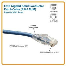 N202-025-BL - Tripp Lite 25ft Cat6 Gigabit Solid Conductor Snagless Patch Cable Rj45 M/m Blue - Tripp Lite