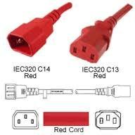 PWRC13C1402FRED - Unc Group Llc Power Cord C13 - C14, 18awg, 10amp, 250v, Svt Jacket, Red, 2ft, Iec C13 To Iec C - Unc Group Llc