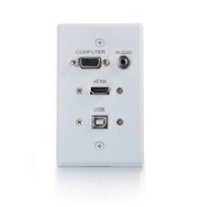 39706 - C2g Hdmi, Vga, 3.5mm Audio And Usb Pass Through Single Gang Wall Plate - White - C2g