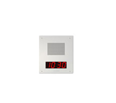 VALCOM IP Talkback Faceplate Speaker Unit w/Digital Clock - White, Part# VIP-429A-D-SA