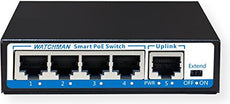 Watchman WM-SZ1004P PoE Switch, 4-Port; 5X 100Mbps Ethernet RJ45 Ports; 1 to 4 PoE Ports, NEW