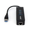 Rocpro 3 Port Portable USB 3.0 Hub W Gigabit 10/100/1000 Ethernet Adapter NIC, Part# Y10A179-B1
