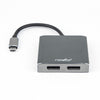 Rocstor USB-C to Dual DisplayPort Multi-Monitor Adapter - 2-Port Displayport - Aluminum, Part# Y10A201-A1