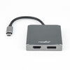 Premium USB-C to 4K@60Hz HDMI Female & 4K@30Hz Displayport Female Multifunction Adapter, Aluminum, Part# Y10A202-A1