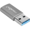 Rocstor USB-A Male To USB-C Female Connector Adapter – Aluminum Grey, part# Y10A207-G1