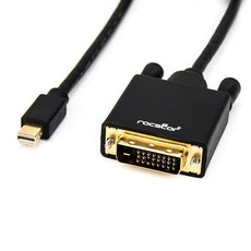 Rocstor 6 ft Mini DisplayPort 1.2v Male to DVI (24+1) Male Cable -Up to 1920x1200 1080p- Gold Plated - Black, Part# Y10C164-B1