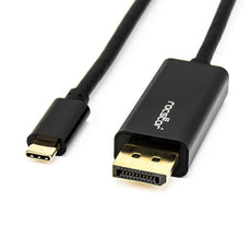 Rocstor 6 ft USB-C Male to DisplayPort Male Cable - Supports up to 4K 60Hz - Gold plated - Black, Part# Y10C167-B1