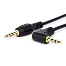 Rocstor Slim 3.5mm to Right Angle Stereo Audio Cable - M/M - 1ft- Black, Part# Y10C191-B1