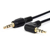 Rocstor Slim 3.5mm to Right Angle Stereo Audio Cable - M/M - 1ft- Black, Part# Y10C191-B1