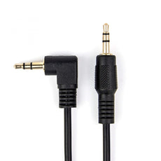 Rocstor Slim 3.5mm to Right Angle Stereo Audio Cable - M/M - 3ft- Black, Part# Y10C192-B1