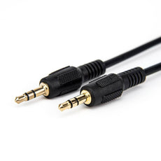 Rocstor Slim 3.5mm Stereo Audio Cable - M/M - Gold Plated Connectors - 1ft - Black, Part# Y10C210-B1