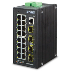 Planet L2+ Industrial 16-Port 10/100/1000T + 4 100/1000X SFP Managed Switch (-40~75 degrees C), Stock# PN-IGS-20040MT