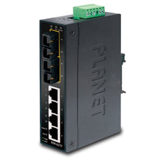 PLANET ISW-621T IP30 Slim Type 4-Port Industrial Ethernet Switch + 2-Port 100Base-FX(SC) (-40 - 75 C), Stock# ISW-621T