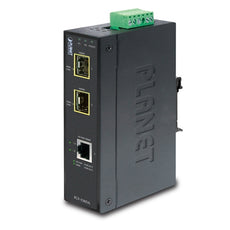 PLANET IGT-1205AT IP30 Industrial 10/100/1000T to 2-Port 100/1000X SFP Gigabit Media Converter (-40 to 75 degree C), Stock# IGT-1205AT