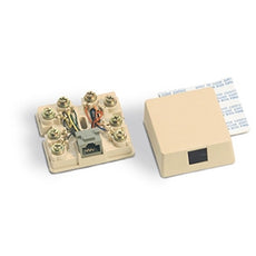 Suttle 1-PORT SURFACE MOUNT 8W8P N-K SCREW TERMINAL WITH SHORTING BARS IVORY RJ31X, Stock# 625A28SB50